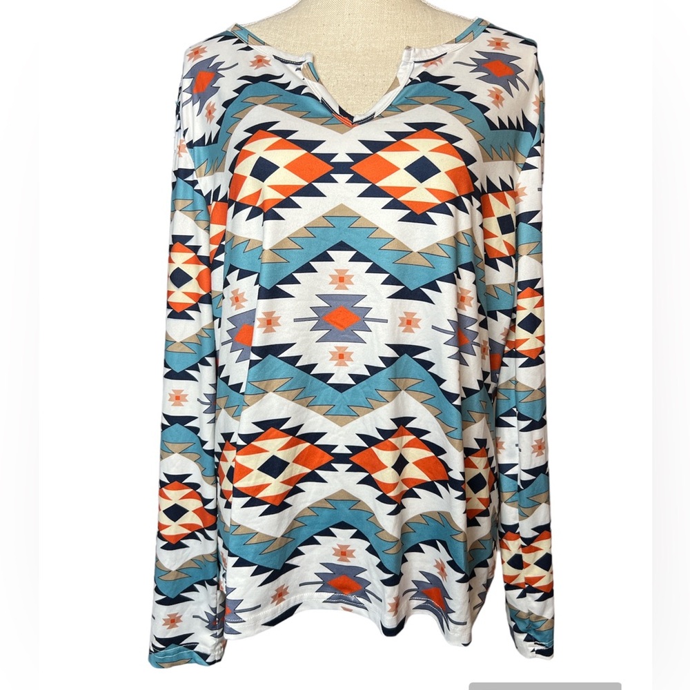 Ranlege Tribal Print Long Sleeve Shirt